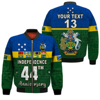 (Custom Text and Number) Solomon Islands National Day Bomber Jacket Independence Day Tapa Pattern LT13 Unisex Green - Polynesian Pride