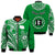(Custom Text and Number) Rarotonga Cook Islands Bomber Jacket Turtle and Map Style Green LT13 Unisex Green - Polynesian Pride