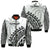 Fiji Rugby Bomber Jacket Fijian Cibi Dance Tapa Pattern White LT14 Unisex White - Polynesian Pride