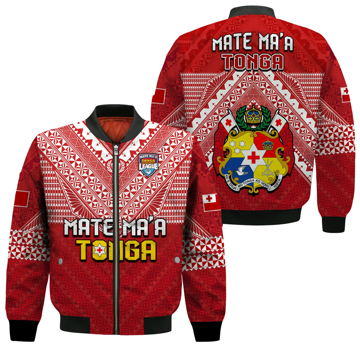 Tonga Rugby MMT Bomber Jacket Ngatu Mate Maa Tonga Special LT13 Unisex Red - Polynesian Pride