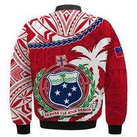 Samoa Bomber Jacket Samoan Coat Of Arms With Coconut Red Style LT14 - Polynesian Pride