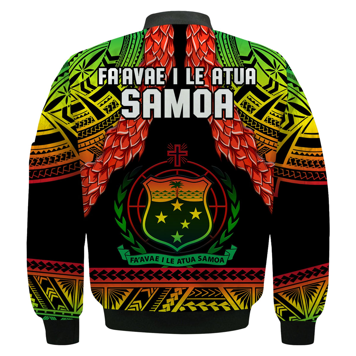 Samoa Rugby Bomber Jacket Teuila Torch Ginger Gradient Style LT14 - Polynesian Pride
