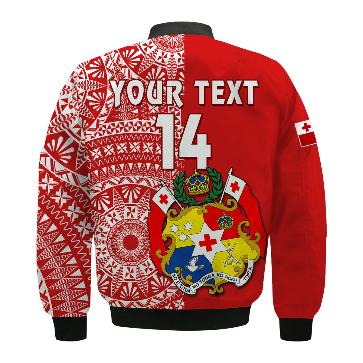 (Custom Text And Number) Tonga Bomber Jacket Tongan Coat Of Arms Ngatu Pattern LT14 - Polynesian Pride