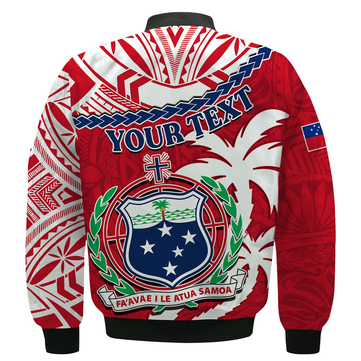 (Custom Personalised) Samoa Bomber Jacket Samoan Coat Of Arms With Coconut Red Style LT14 - Polynesian Pride