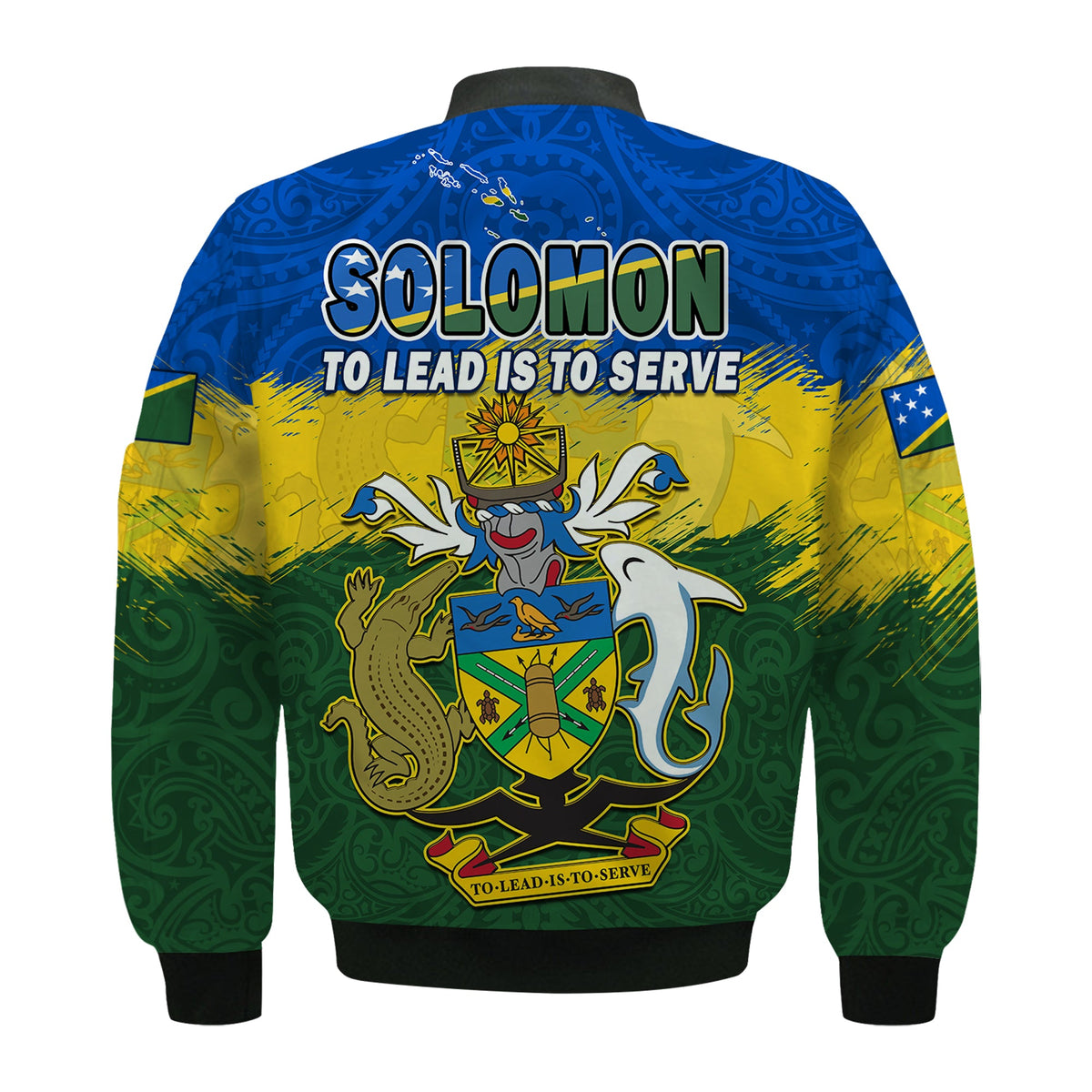 Solomon Islands Bomber Jacket Happy 44th Independence Anniversary Polynesian Pattern LT14 - Polynesian Pride