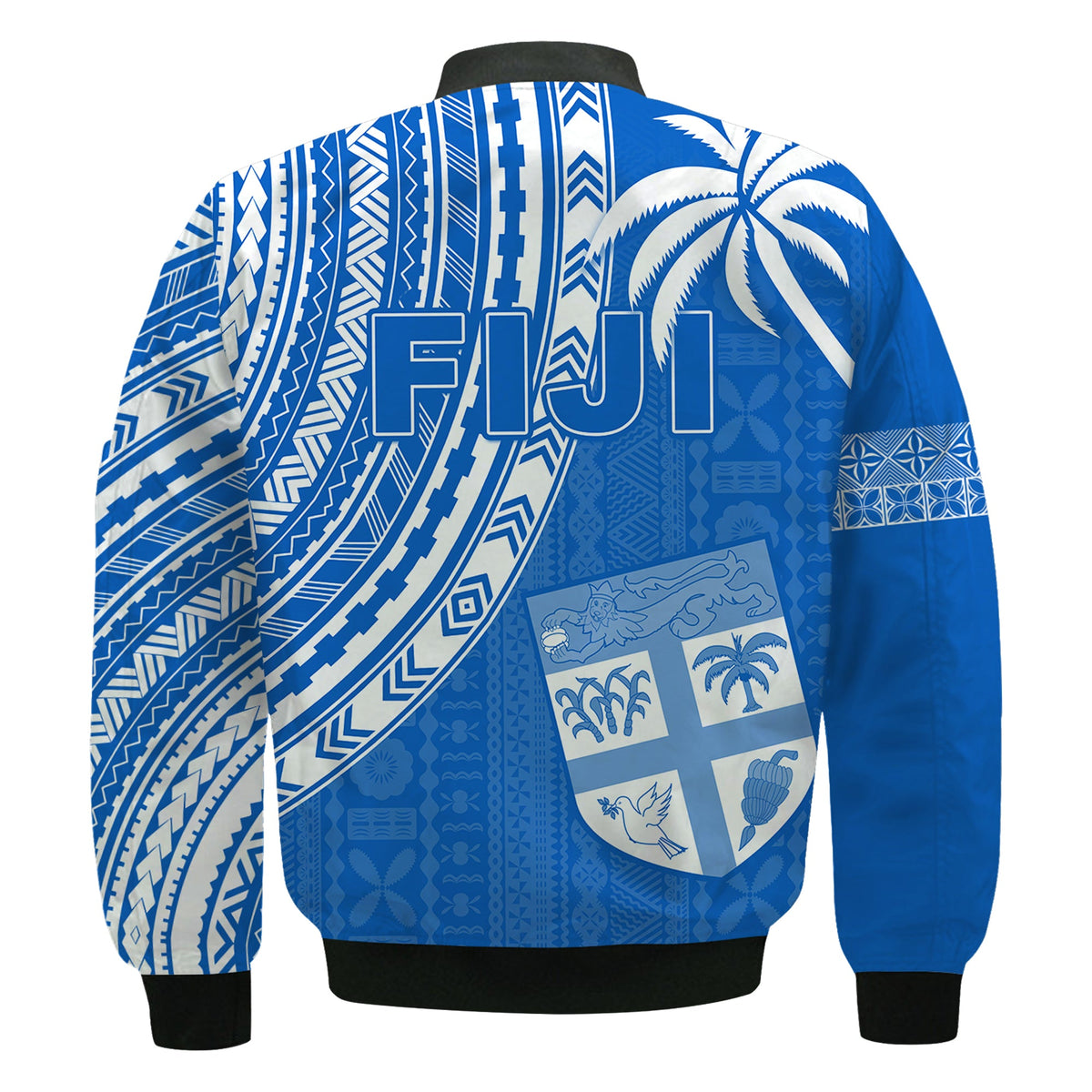 Fiji Rugby Sevens Bomber Jacket Fijian 7s Tapa Polynesian Blue Ver.01 LT13 - Polynesian Pride