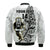 (Custom Text And Number) New Zealand Silver Fern Rugby Bomber Jacket All Black Maori Version White LT14 - Polynesian Pride