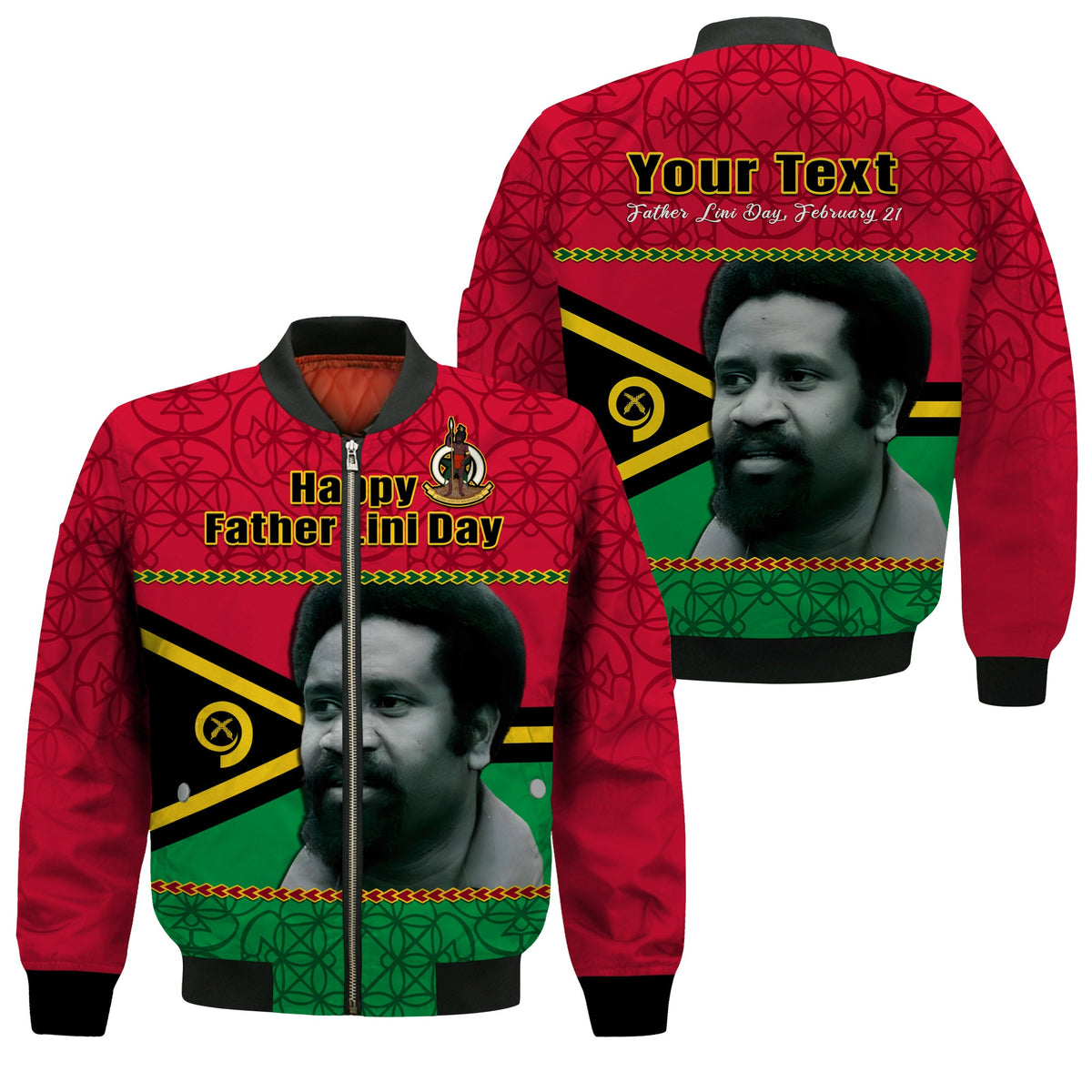 (Custom Personalised) Vanuatu Bomber Jacket Vanuatuan Flag Sand Drawing Happy Father Lini Day LT14 Unisex Red - Polynesian Pride