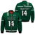 (Custom Text And Number) Hawaii Football Bomber Jacket Kakau Rainbow Warriors Helmet Go Bows LT14 Unisex Green - Polynesian Pride