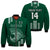 (Custom Text And Number) Hawaii Football Bomber Jacket Kakau Rainbow Warriors Helmet LT14 Unisex Green - Polynesian Pride