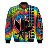 (Custom Personalised) Hawaii Rainbow Tie Dye Bomber Jacket Flowers Polynesian Hawaiian Tribal LT13 - Polynesian Pride