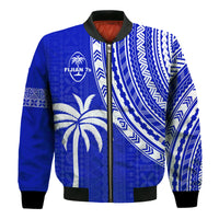 Fiji Rugby Sevens Bomber Jacket Fijian 7s Tapa Polynesian Blue Ver.02 LT13 Unisex Blue - Polynesian Pride