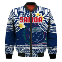 Samoa Bomber Jacket Samoan Plumeria Flowers Mix Polynesian Pattern LT14 - Polynesian Pride