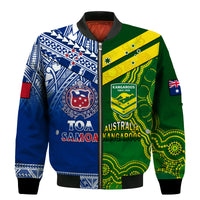 (Custom Personalised) Samoa Rugby and Australia Rugby Bomber Jacket Toa Samoa Mix Kangaroos Pacific LT14 - Polynesian Pride