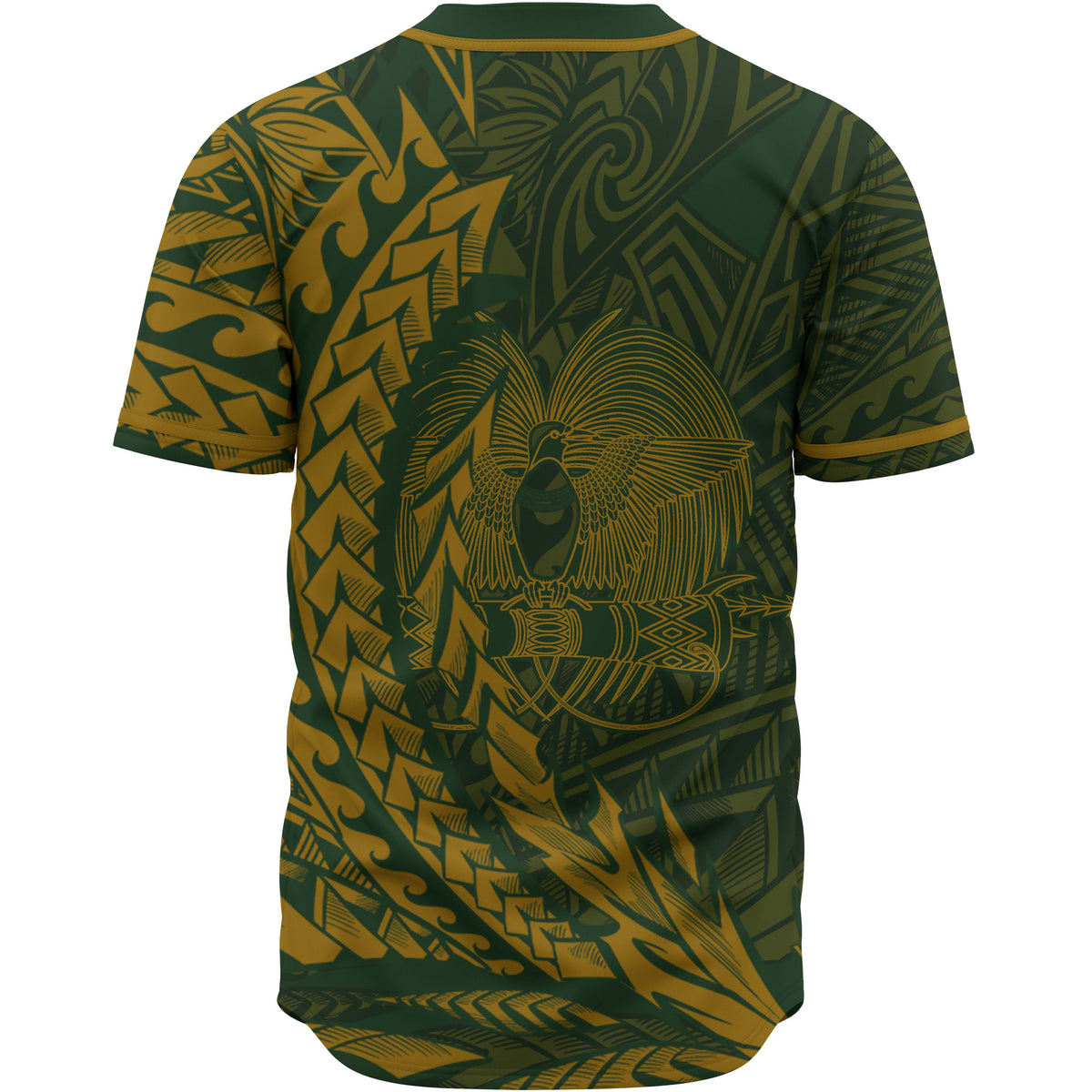 Papua New Guinea Baseball Shirt - Green Wings Style - Polynesian Pride