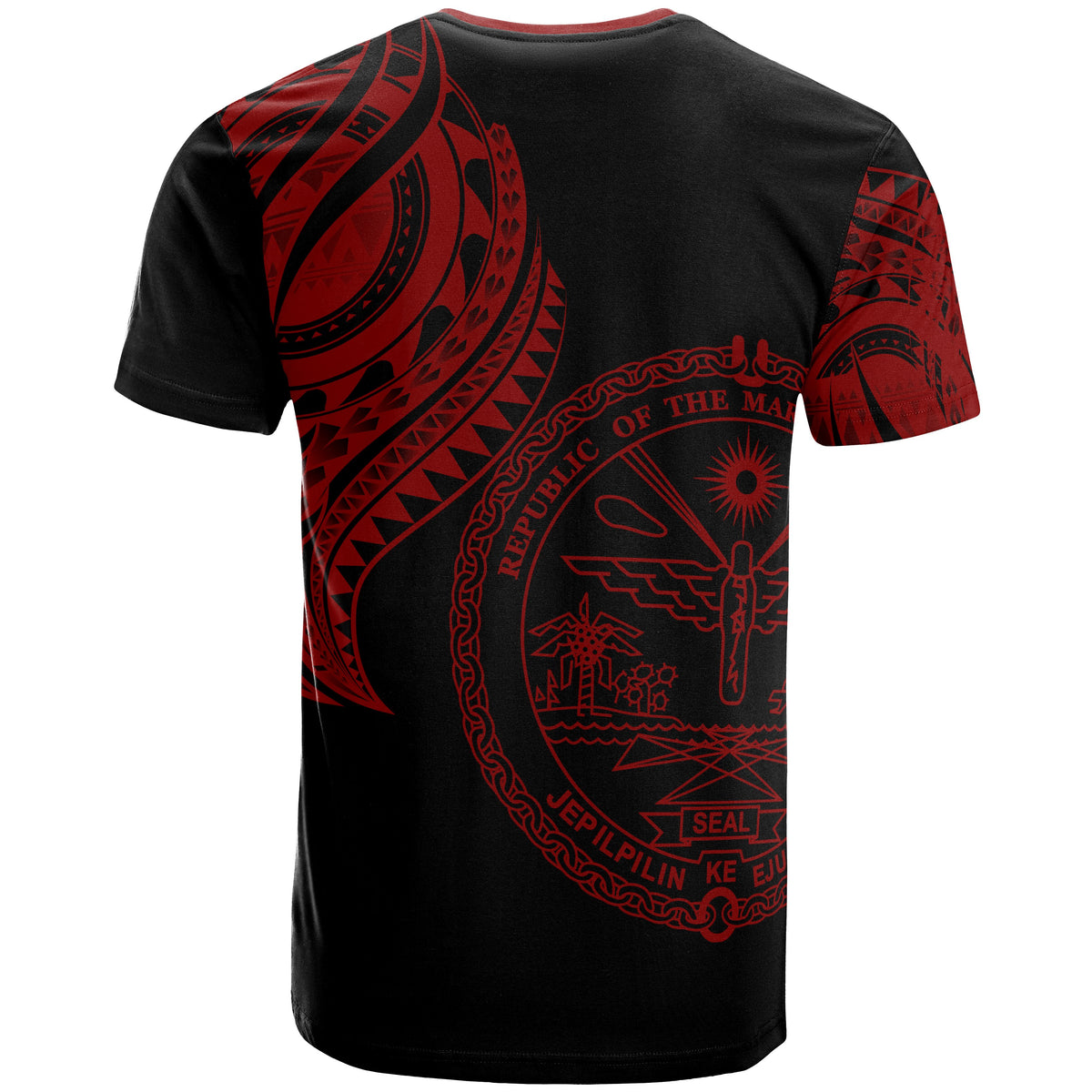 Marshall T Shirt Marshall Tatau Red Patterns - Polynesian Pride