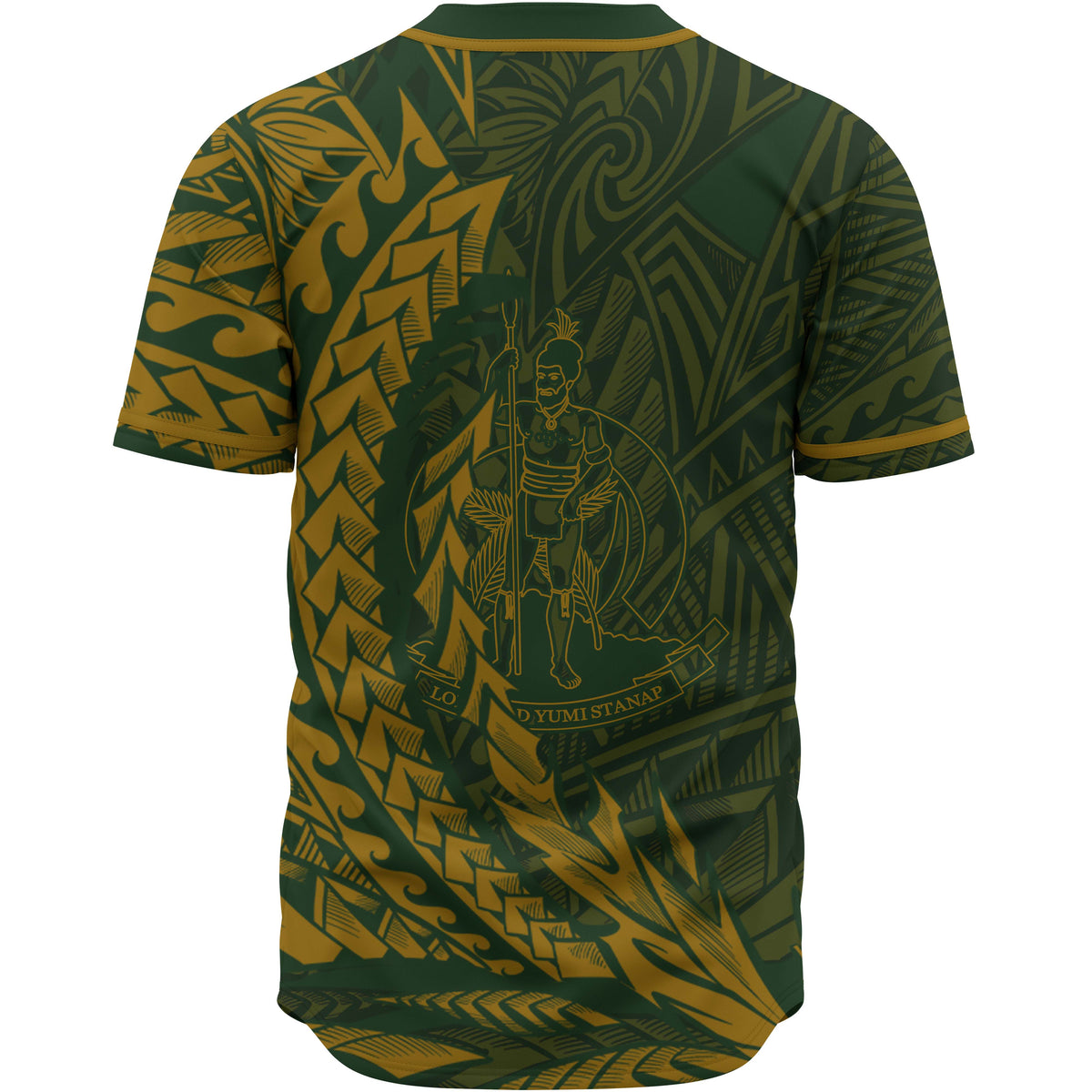 Vanuatu Baseball Shirt - Green Wings Style - Polynesian Pride