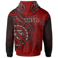 Tonga Zip Hoodie Red Polynesian Patterns Best Tonga Ever - Polynesian Pride