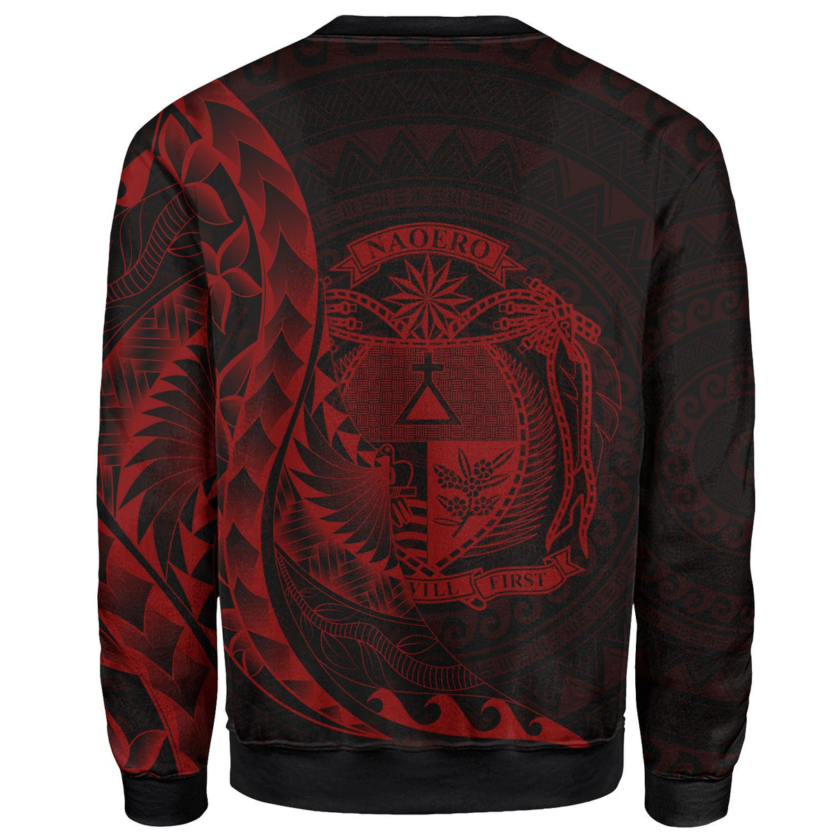 Nauru Sweatshirt - Custom Personalised Polynesian Pattern Style Red Color - Polynesian Pride