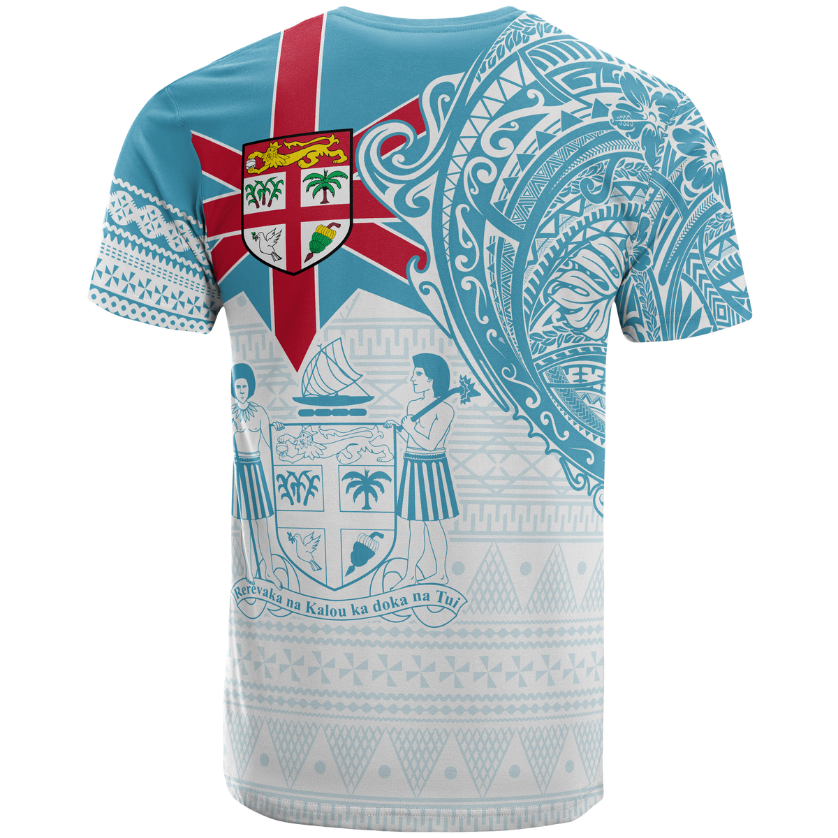Fiji Polynesian T Shirt Fijian Flag with Coat of Arms - Polynesian Pride