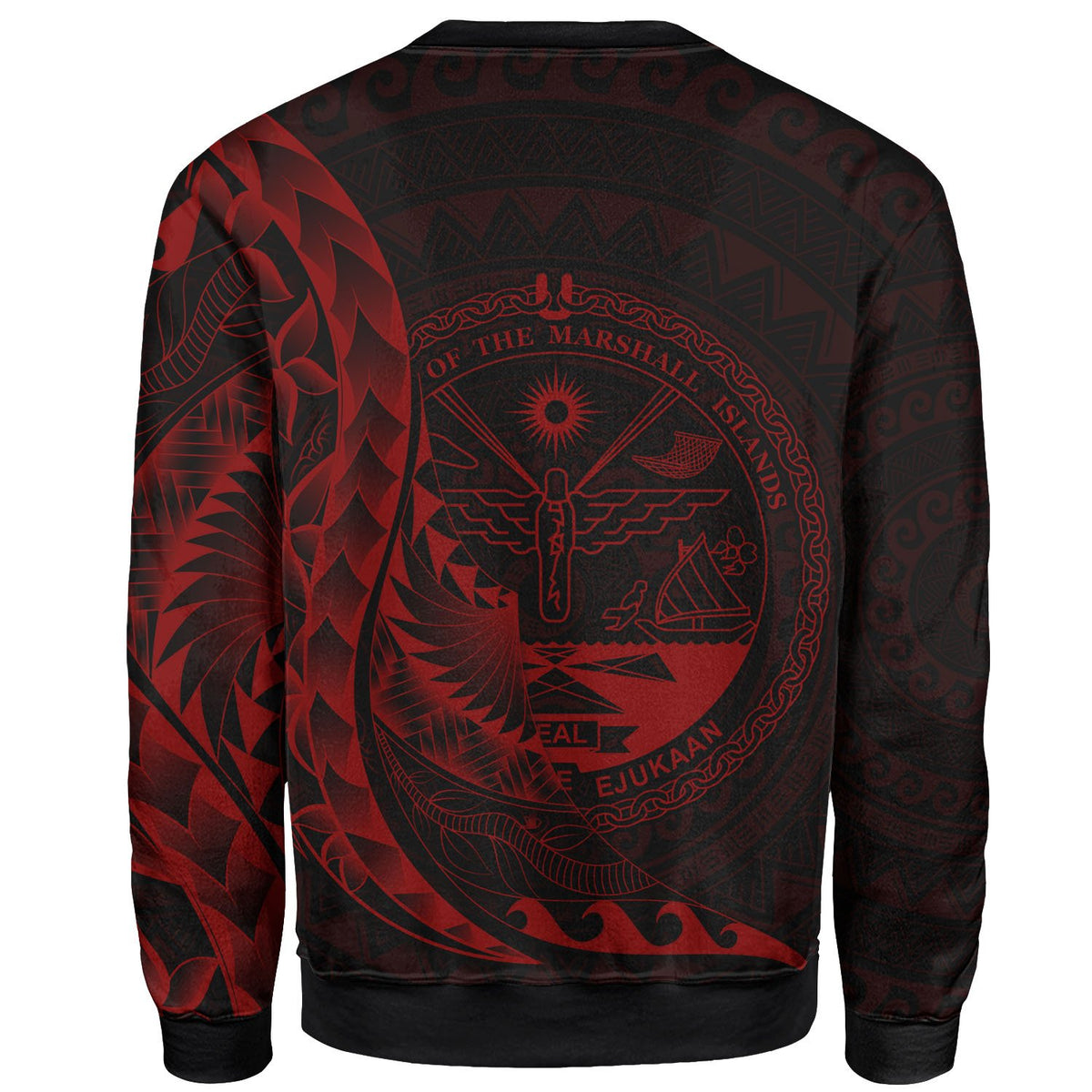 Marshall Islands Sweatshirt - Polynesian Pattern Style Red Color - Polynesian Pride