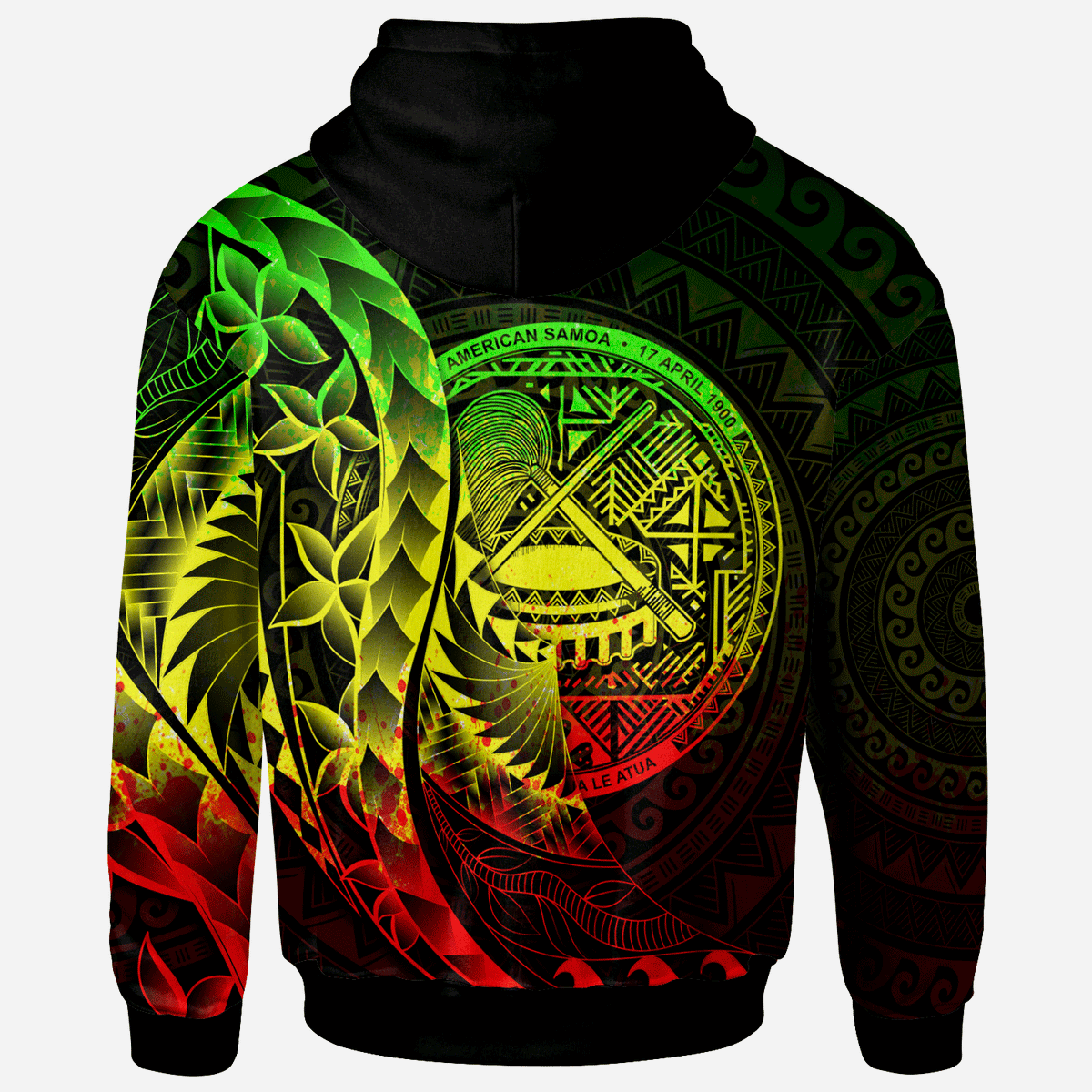 American Samoa Zip Hoodie Custom Polynesian Pattern Style Raggae Color - Polynesian Pride
