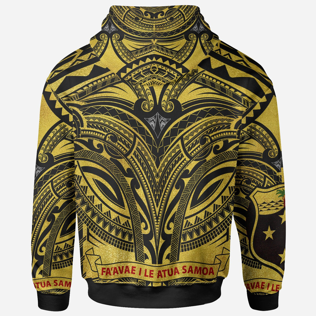 Samoa All Over Zip up Hoodie, Samoa Coat of Arms Golden - Polynesian Pride