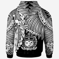 Samoa Polynesian Custom Zip up Hoodie Tribal Wave Tattoo White - Polynesian Pride