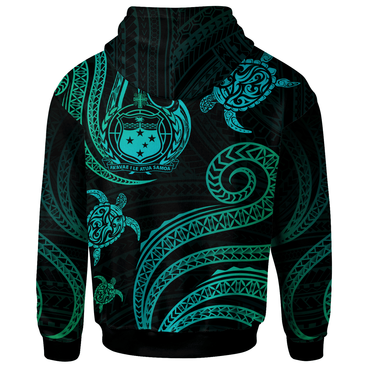 Samoa Custom Hoodie Polynesian Turtle With Pattern - Polynesian Pride