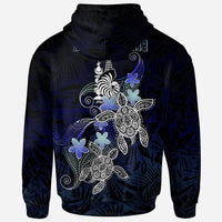 New Caledonia Polynesian Zip up Hoodie Blue Turtle Couple - Polynesian Pride