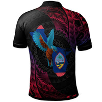 Guam Polo Shirt KingFisher Bird With Map - Polynesian Pride