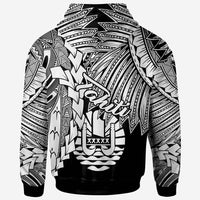 Tahiti Polynesian Custom Zip up Hoodie Tribal Wave Tattoo White - Polynesian Pride