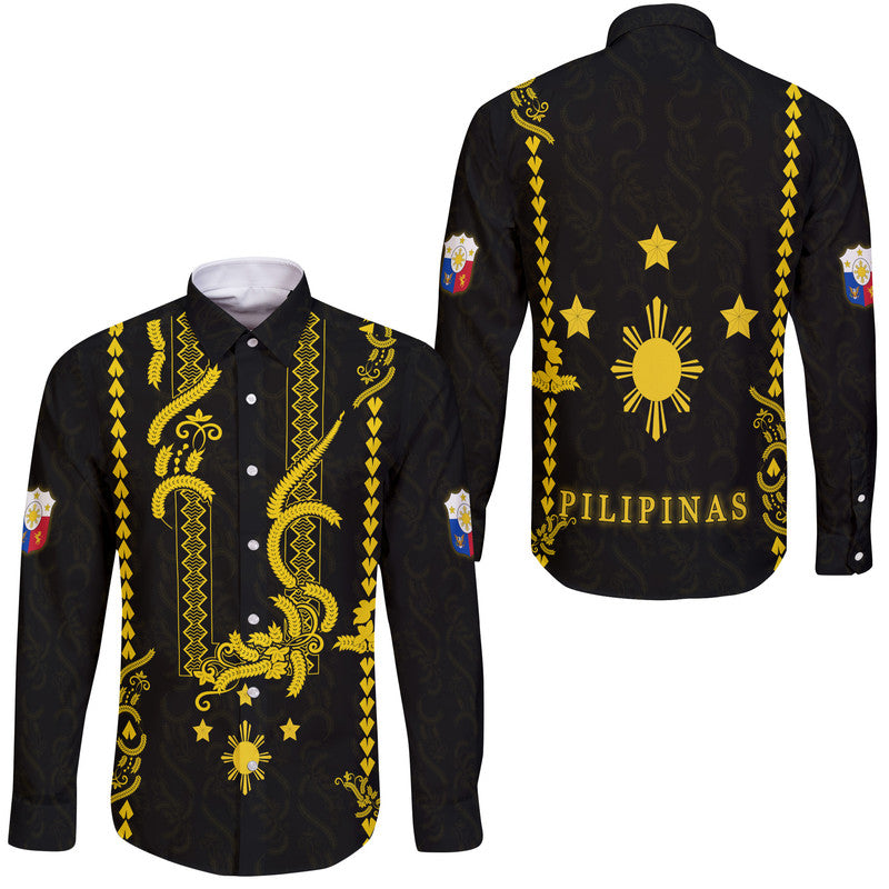 barong dress shirt Philippines Hawaii Long Sleeve Button Shirt - Pechera Side Barong Patterns