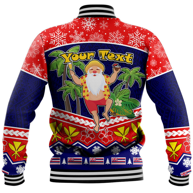 (Custom Personalised) Hawaii Santa Kalikimaka Palm And Hibiscus Christmas Vibe Baseball Jacket LT9 - Polynesian Pride