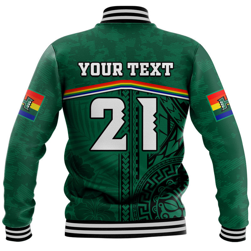 (Custom Personalised) Hawaii Warriors Football Baseball Jacket Polynesian Palm and Hibiscus LT9 - Polynesian Pride