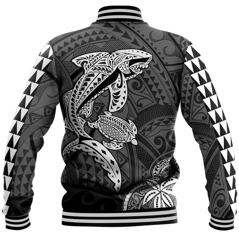 (Custom Personalised) Hawaii Baseball Jacket Shark and Turtle Mix Kakau LT9 - Polynesian Pride