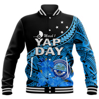 Yap State Day Baseball Jacket Yap Flag and FSM Seal LT9 Unisex Blue - Polynesian Pride