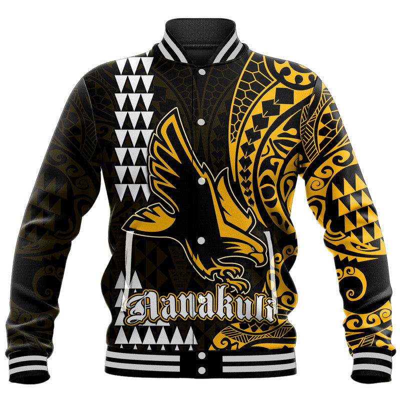 Hawaii Nanakuli High School Baseball Jacket Tribal Kakau LT9 Unisex Yellow - Polynesian Pride