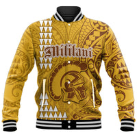 (Custom Personalised) Hawaii Mililani High School Baseball Jacket Tribal Kakau LT9 Unisex Yellow - Polynesian Pride