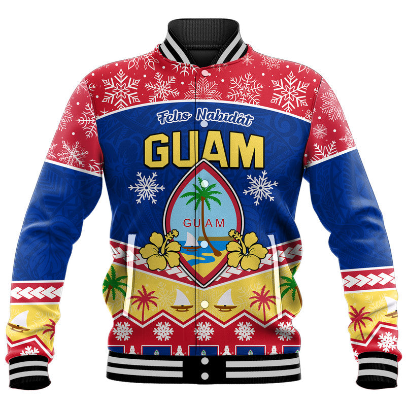 Guam Tribal Polynesian Christmas Vibe Baseball Jacket LT9 Unisex Blue - Polynesian Pride