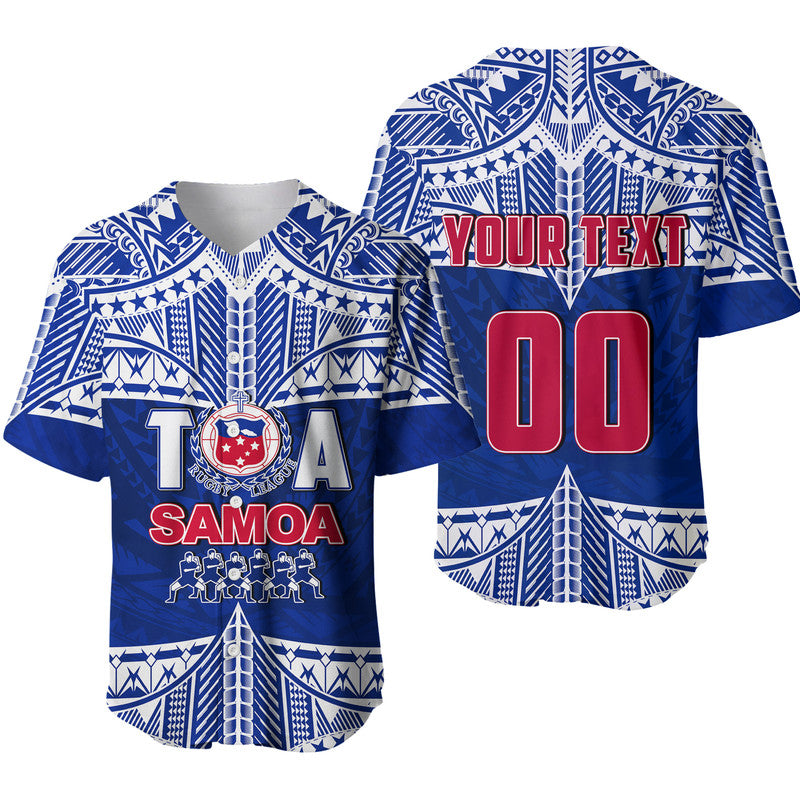 (Custom Personalised And Number) Toa Samoa Rugby Baseball Jersey Siva Tau LT6 Blue - Polynesian Pride
