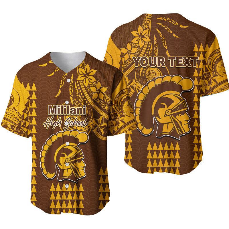 (Custom Personalised) Hawaii High School- Mililani Baseball Jersey Mix Kakau LT6 Yellow - Polynesian Pride