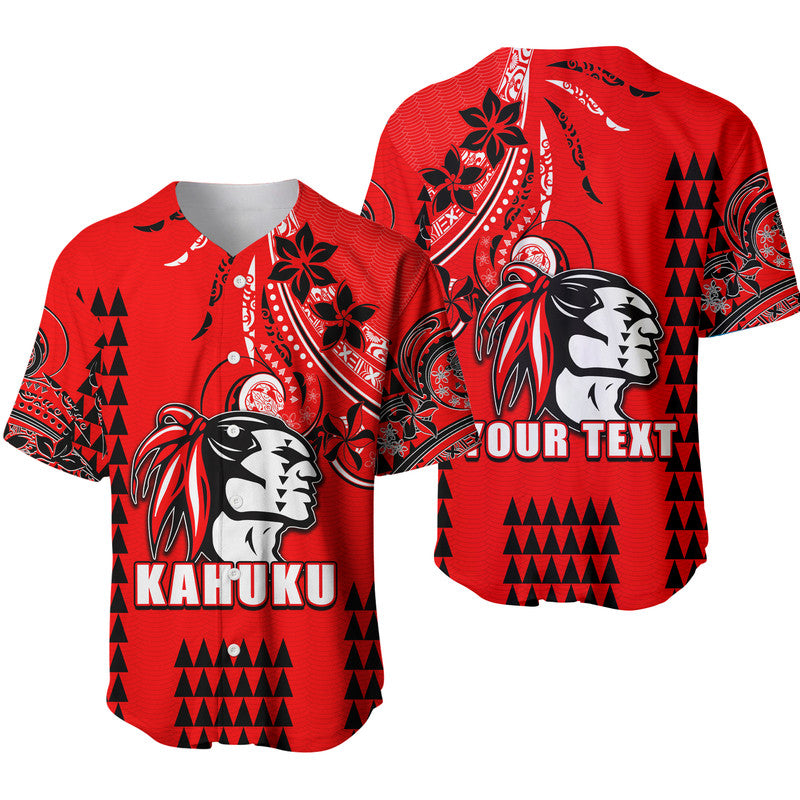 (Custom Personalised) Hawaii High School- Kahuku Baseball Jersey Mix Kakau LT6 Red - Polynesian Pride