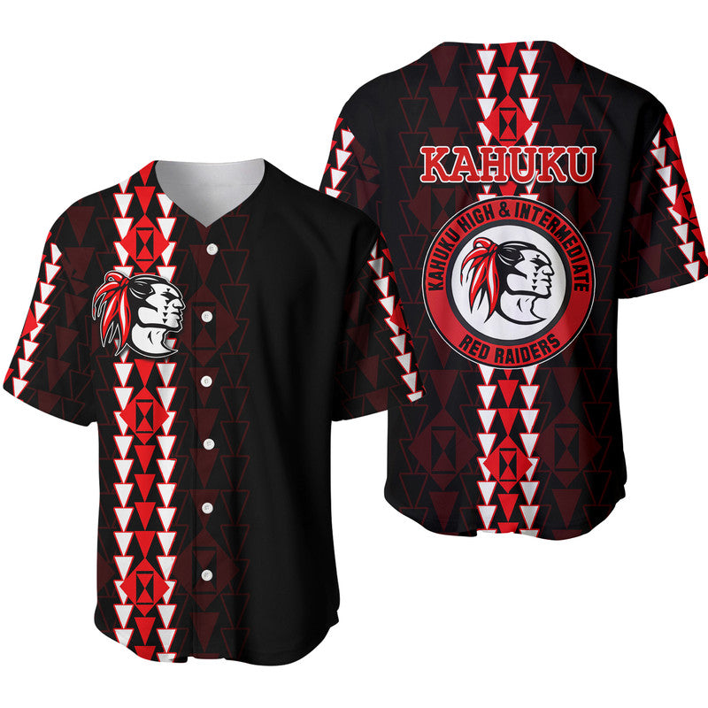 Hawaii - Kahuku High Mix Kakau Baseball Jersey LT6 Red - Polynesian Pride