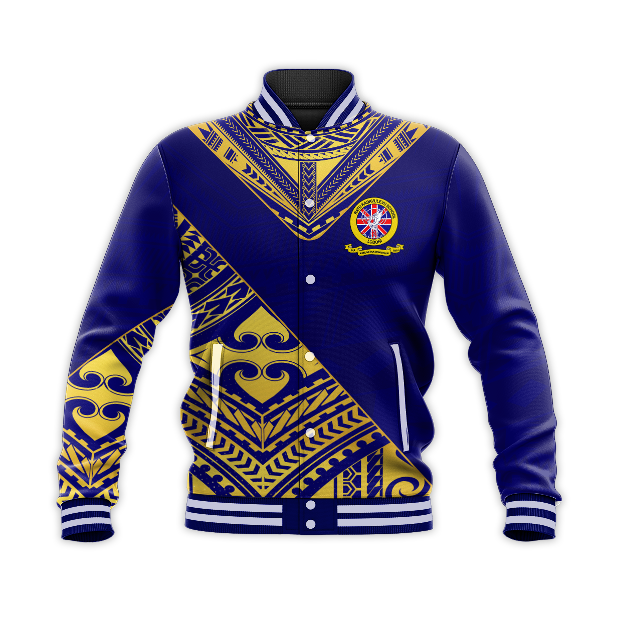 A.K.A (LODONIAN) Ratu Kadavulevu School Baseball Jacket - RKS LT13 Unisex Blue - Polynesian Pride