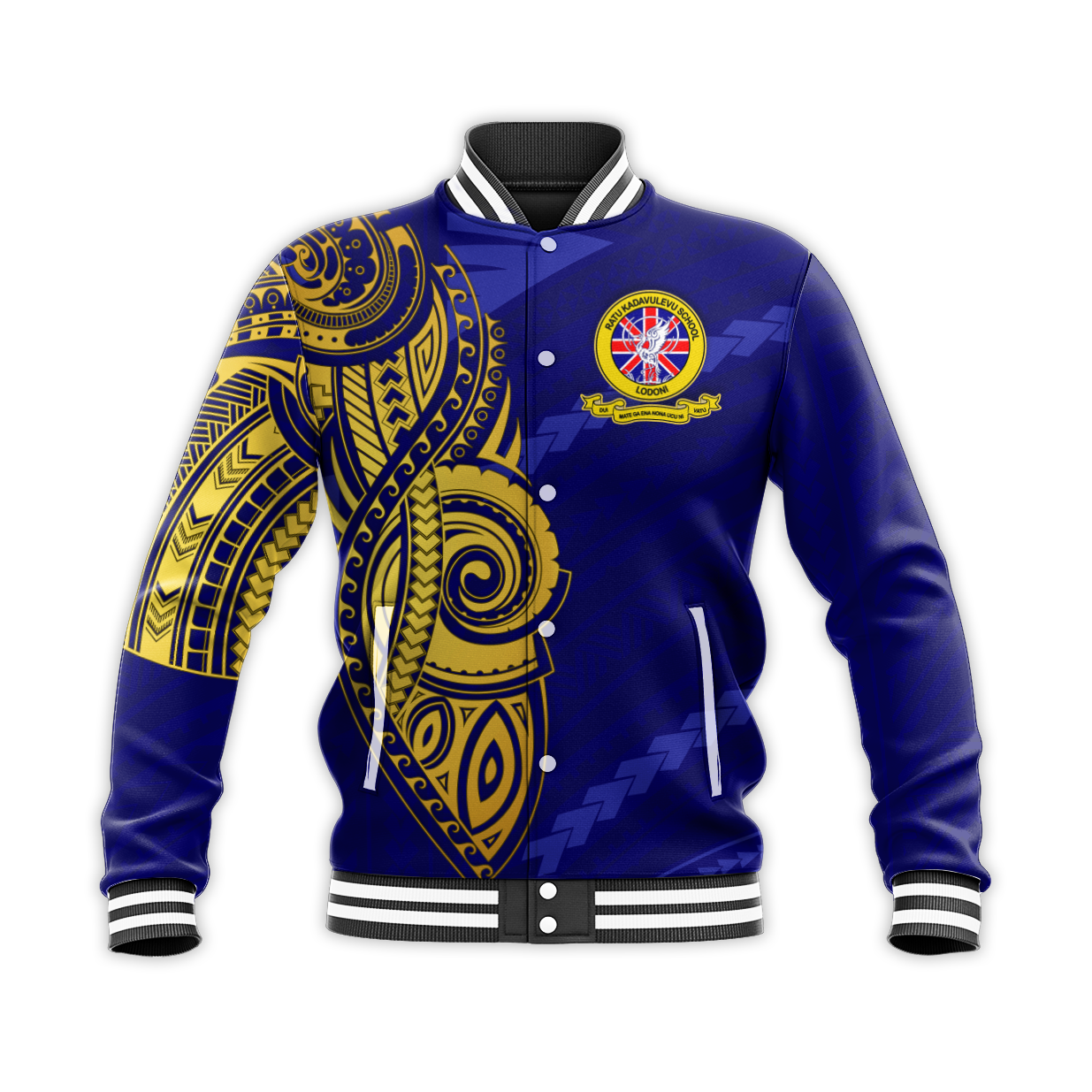 A.K.A (LODONIAN) Ratu Kadavulevu School Baseball Jacket - RKS 02 LT13 Unisex Blue - Polynesian Pride