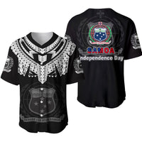 Samoa Independence Day Tribal Tattoo Coat Of Arms Baseball Jersey No.4 LT6 Black - Polynesian Pride