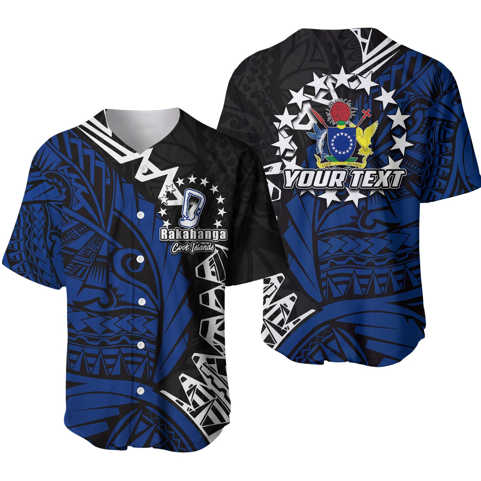 (Custom Personalised)Cook Islands Baseball Jersey Rakahanga Polynesian Style LT6 Unisex Blue - Polynesian Pride