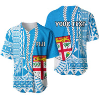 (Custom Personalised) Fiji Basebal Jersey Masi Tapa Patterns Blue Style LT6 Blue - Polynesian Pride