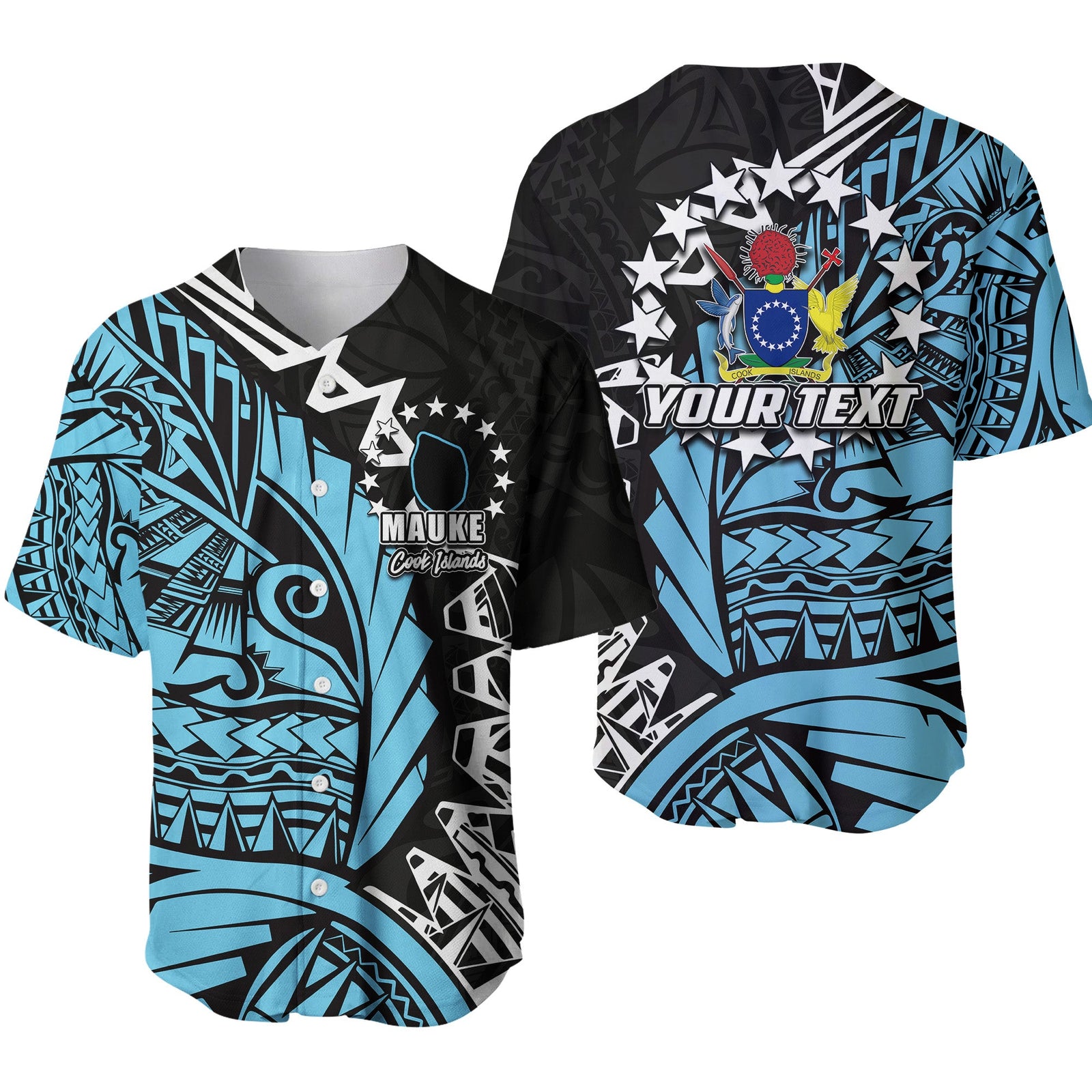(Custom Personalised)Cook Islands Baseball Jersey Mauke Polynesian Style LT6 Unisex Blue - Polynesian Pride